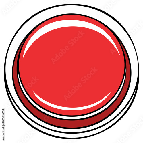 Free Download A vibrant red circle icon button with a glossy surface inside a transparent frame, simple graphic design element for web use. - GFXLoad