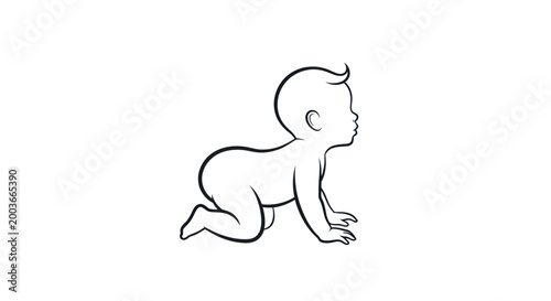 Baby crawling silhouette