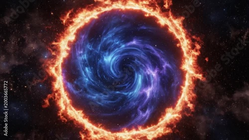Vortex Swirling Cosmic Blue Flames.