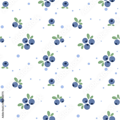 Cute Blueberry Seamless Pattern for Fabric, Wallpaper, Wrapping Paper and Textile Background