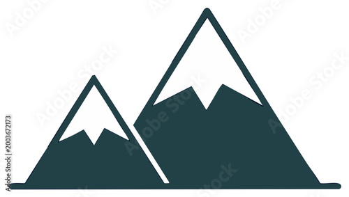 Abstract illustration of two mountain peaks, nature design element.
