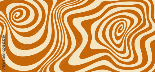 Swirl Spiral Caramel Pattern. Vector Peanut Butter Waves Background. Abstract Milk Chocolate and Cream Sauce Splash. Wavy Groovy Spiral Toffee Dessert Bg.