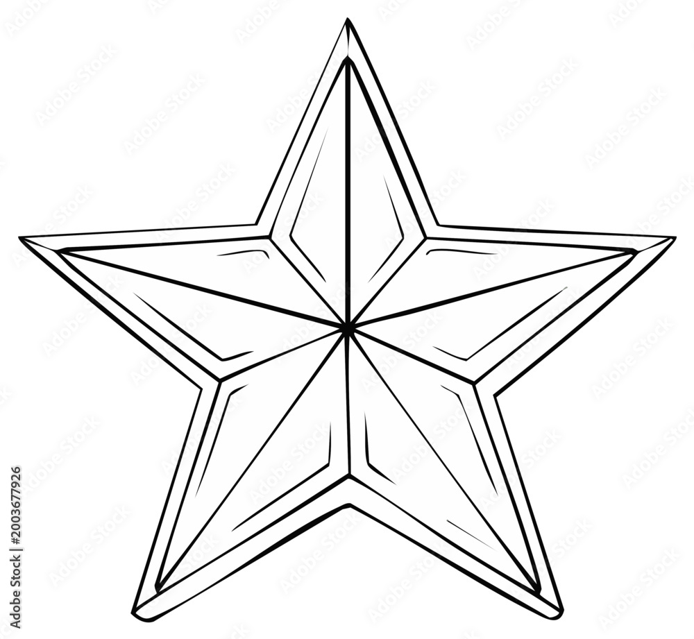 Obraz premium Elegant Outlined Star Design Classic Five Point Star Shape Isolated Black and White Starry Element Line Art