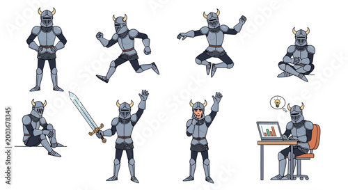 Robot in various poses and actions.