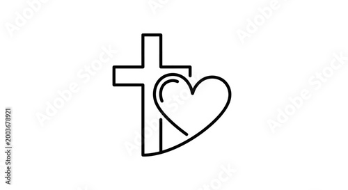 Foto Cross with heart symbol icon.