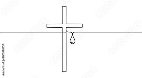 Photos Cross with single water drop falling.