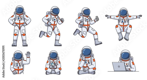 Astronaut Poses Collection Space Exploration Adventure.