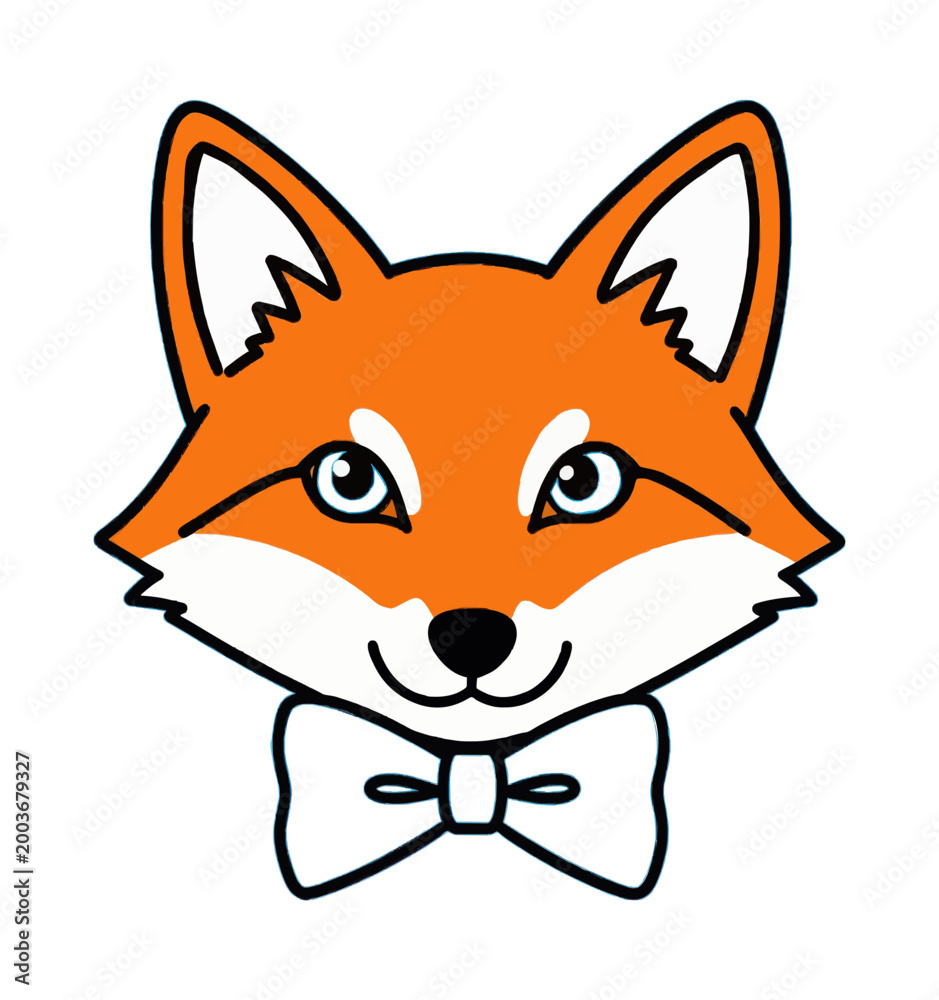 Fototapeta premium Cute Fox Head Illustration Vector Icon Design