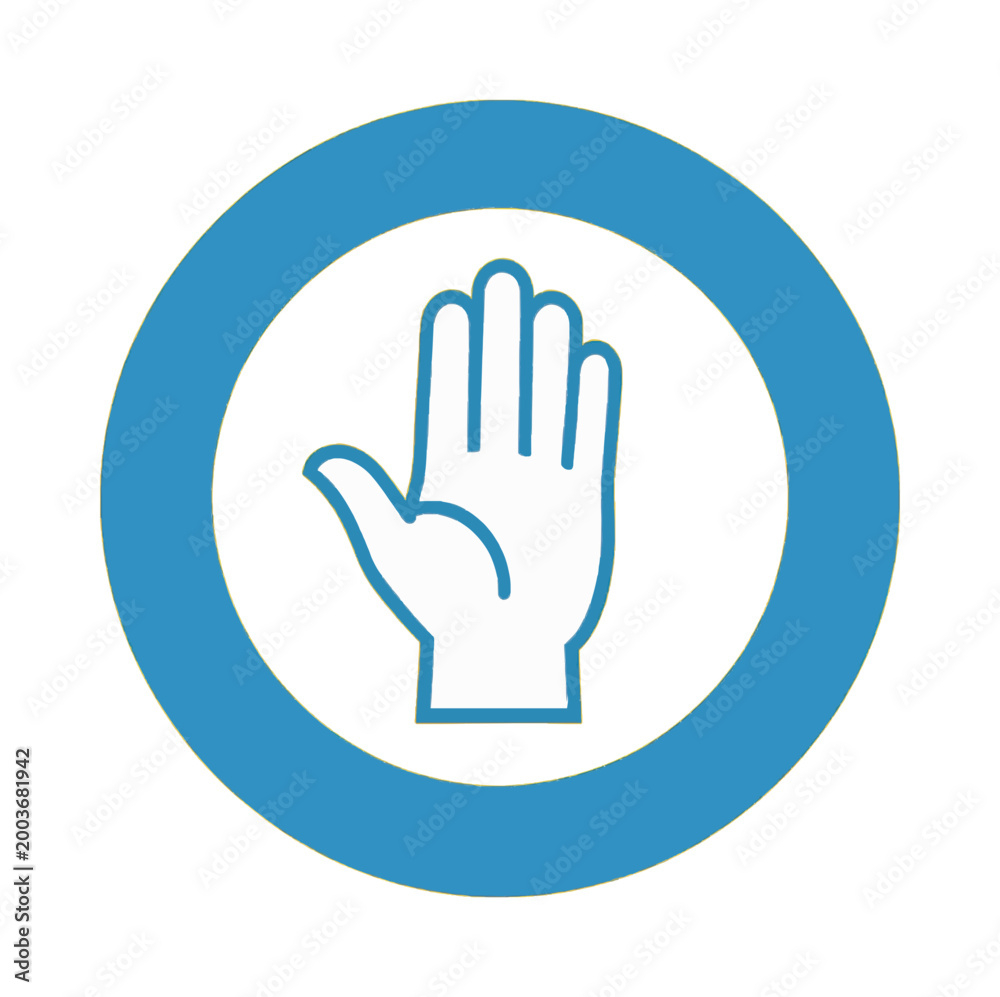 Fototapeta premium Hand Raised Protection Icon in Blue Circle Vector Graphic