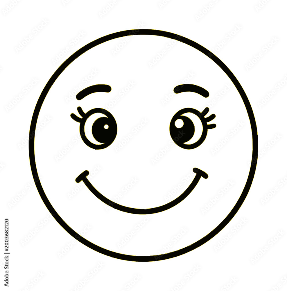 Fototapeta premium Happy Face Smile Line Icon Simple Outline Design