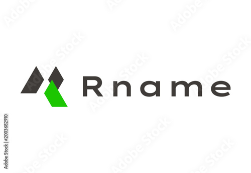 Modern Abstract R Lettermark Logo with Geometric Shapes and Green Accent
