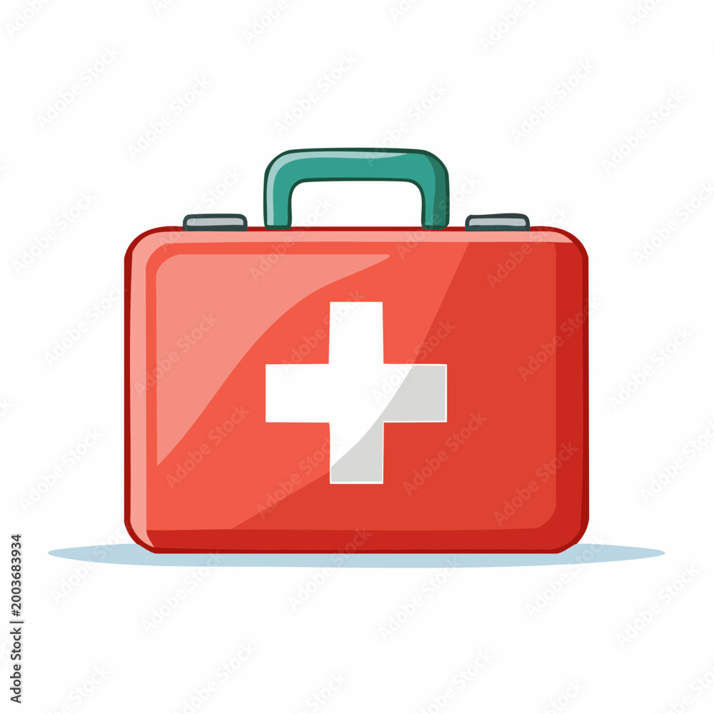 Fototapeta premium Red First Aid Kit with White Cross Symbol