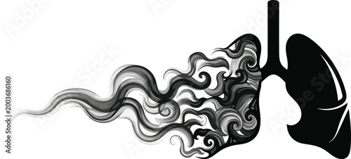 Human Lungs Shape with Smoke Anti Smoking Awareness Icon