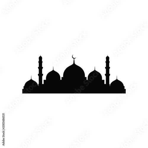 Mosque silhouette against a white background islamic architecture vector