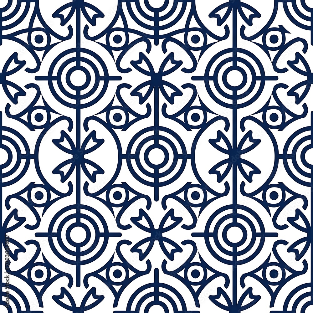 Fototapeta premium Blue Geometric Pattern Background Minimalist Line Art Design