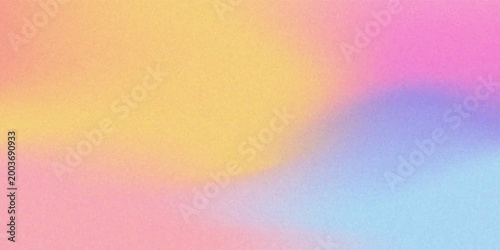 Abstract grainy gradient background with pastel pink, orange, yellow and blue tones, soft noise texture design