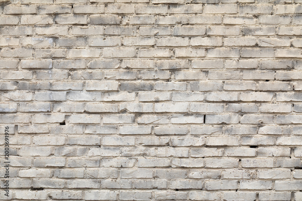 Fototapeta premium Old vintage white brick wall texture background surface