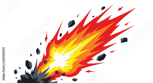 Explosion Bursting Fire Meteorite Impact Graphic