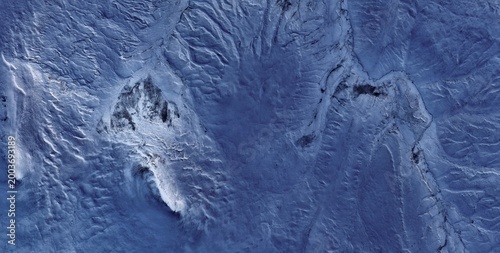 Schilderij op canvas Islas Malvinas (Falkland Islands) — Snow Covered Mountain Ridge Satellite View B