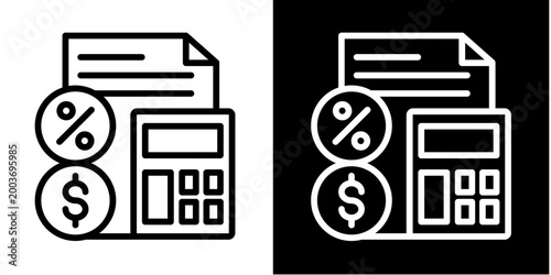 Financial Report Icon Set White Style Collection