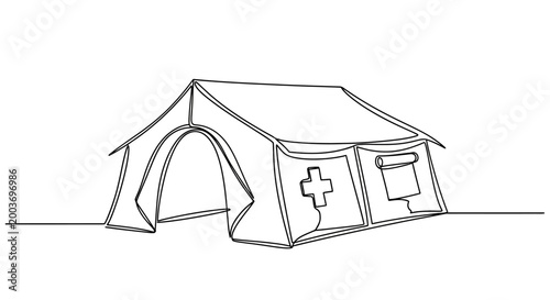 Tableau sur toile Medical Tent with Red Cross Symbol.