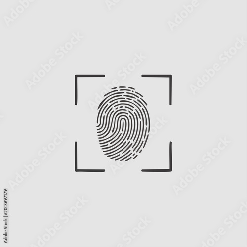 Fingerprint scan icon with square frame