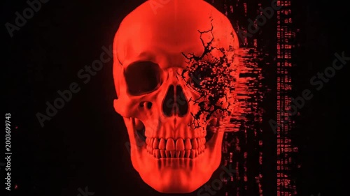 Abstract Red Digital Noise Textured Background with Glitch Effect