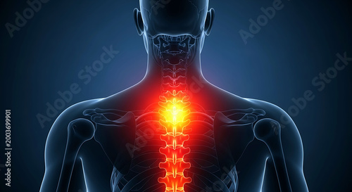 Human spine pain concept back anatomy vertebra inflammation medical illustration