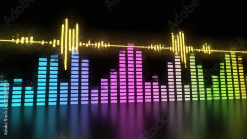 Colorful Equalizer Music Spectrum VU Meter on Black Background