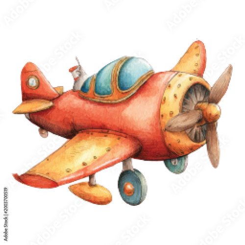 Vintage toy airplane with propeller.