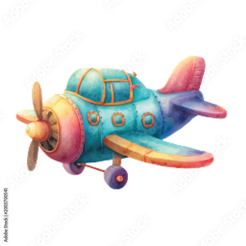 Colorful toy airplane with propeller.