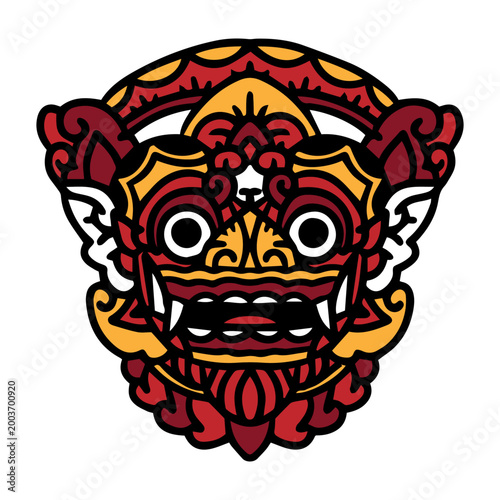 barong illustration vector bali mask creature traditional artwork art