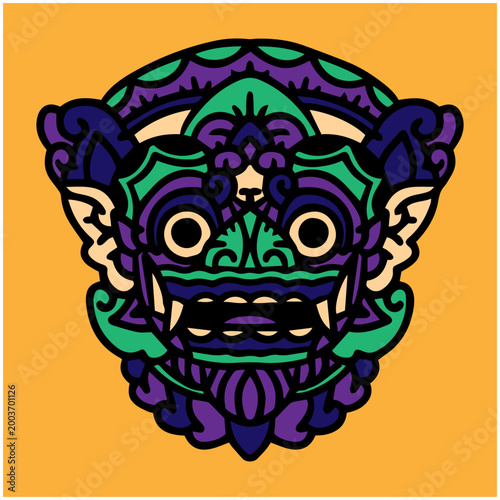 barong illustration vector bali mask creature traditional artwork art