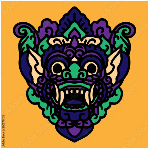 barong illustration vector bali mask creature traditional artwork art