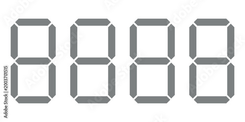 Photos Four identical grey seven segment display eights showing a digital number or bla