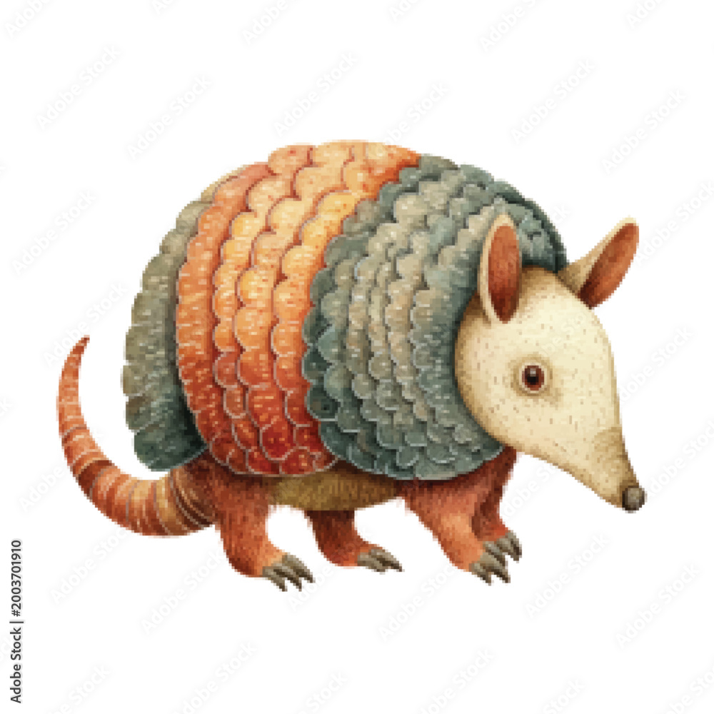 Fototapeta premium Colorful Armadillo Walking on Ground.