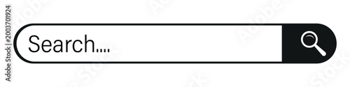 Minimalist web search bar input field with a magnifying glass icon and placeholder text for online navigation