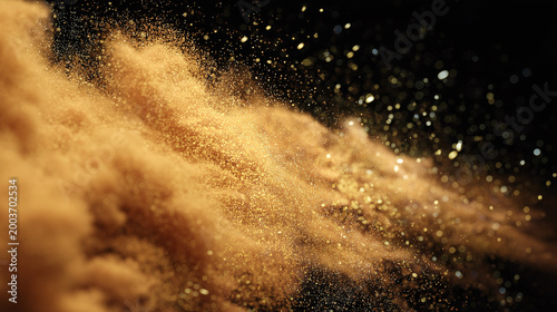 Soft Golden Cosmic Dust Explosion with Elegant Glow on Dark Minimal Background