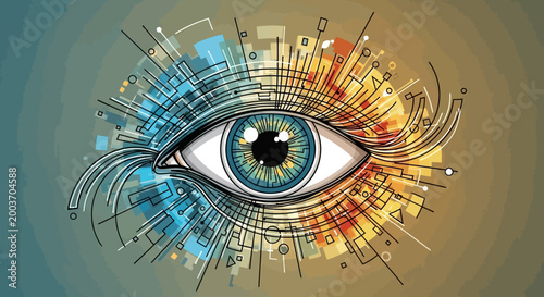Vibrant digital illustration of a human eye.