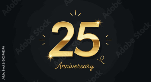 Golden 25th anniversary celebration logo design.
