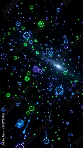 Galaxy with Stars and Neon Circles.