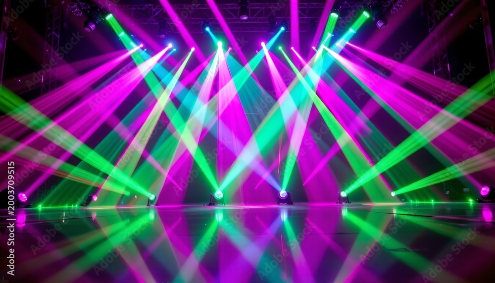 Obraz premium Vibrant Laser Light Display Futuristic Concert Scene
