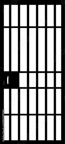Simple vector design of a jail door with bars and a lock for various uses