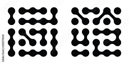 Canvastavla Diagonal metaball vector pattern featuring connected circles for abstract nerve cells, nano network, or technology design