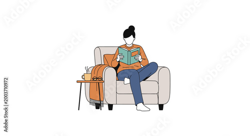 Woman sitting on a couch relaxing.