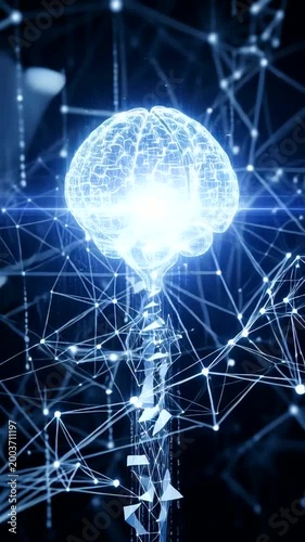 Digital Brain Network Connection Technology Concept.
