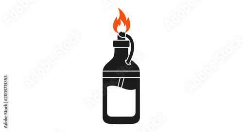 Molotov Cocktail Icon - Fire Bomb Symbol