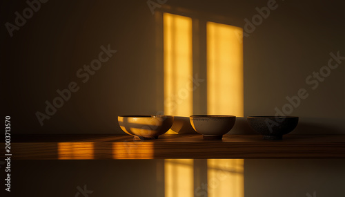 Minimalist Ceramic Bowls in Sunlight