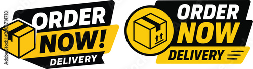 Order now delivery banner fast shipping flat vector illustration