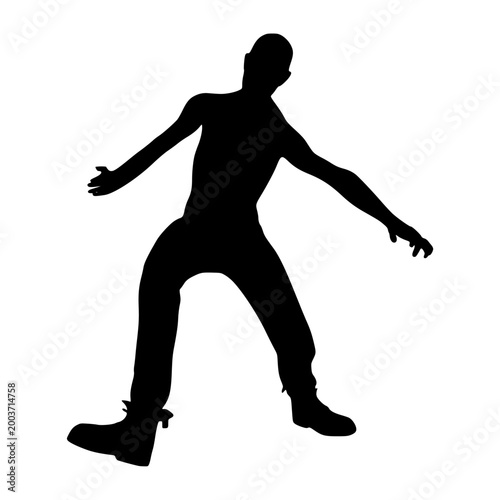 Cartoon zombie monster silhouette. Spooky and scary character. Isolated on white background.